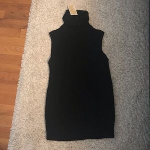 MK Black Ribbed Sleeveless Turtleneck Sweater